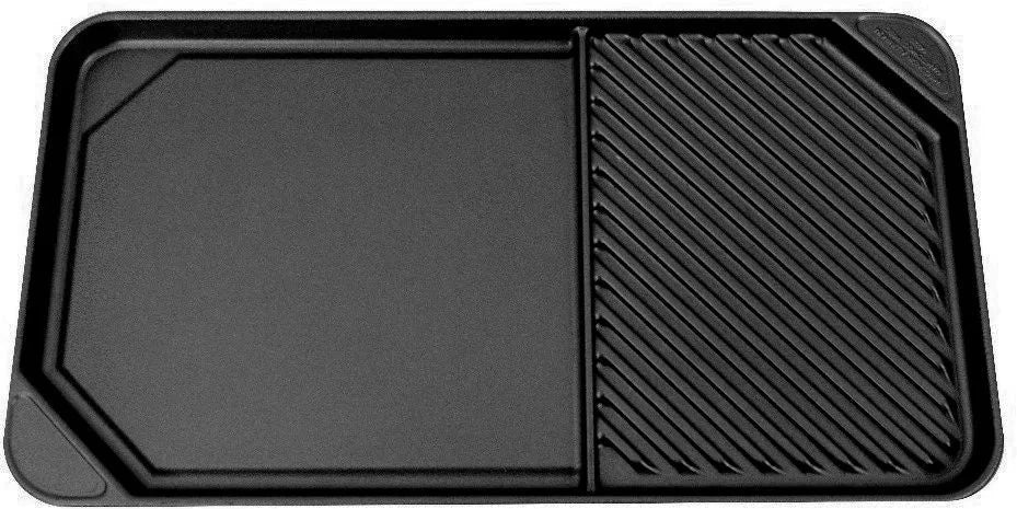 All American - 20.5" x 11.5" Black Cast Aluminum Side By Side Griddle/Grill - 6040A
