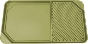 All American - 20.5" x 11.5" Olive Cast Aluminum Side By Side Griddle/Grill - 6040AGR