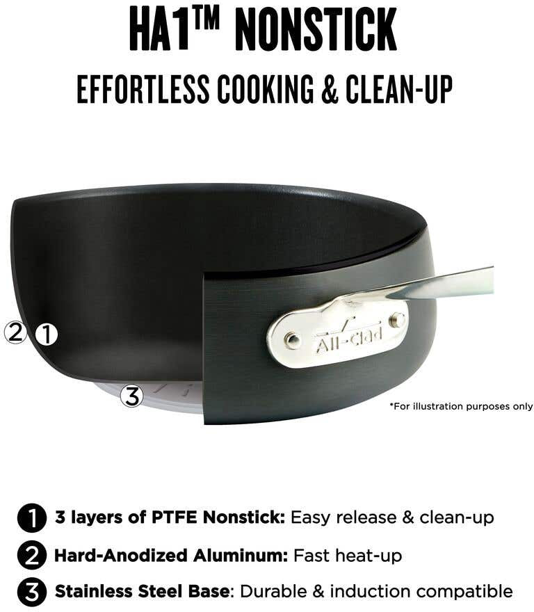 All-Clad E785SC64 Ha1 Nonstick Dishwasher Safe Cookware Set, 10