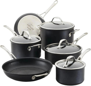 Anolon - AnolonX SearTech Dark Gray Aluminum Nonstick Cookware Pots and Pans, 10-Pc Set - 14388