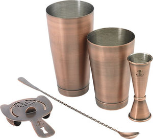 Barfly - Stainless Steel Antique Copper-Plated Basic 5-Piece Cocktail Kit - M37101ACP