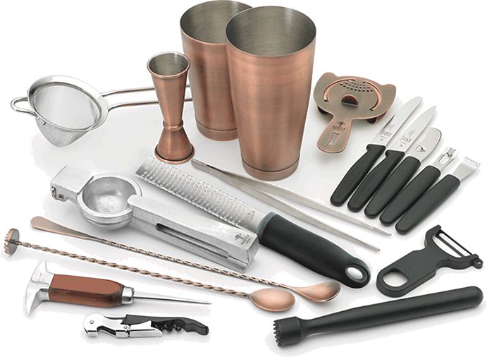 Barfly - Stainless Steel Antique Copper-Plated Deluxe 19-Piece Cocktail Kit - M37102ACP