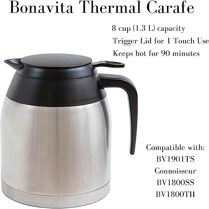 Bonavita 5 cup Carafe stainless steel replacement BV1500RC01
