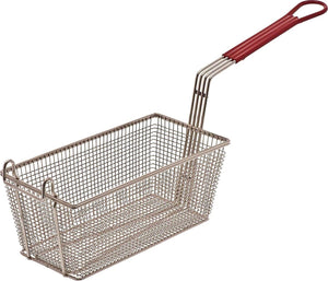 Browne - 12.5" x 6.25" Rectangular Red Handle Fry Basket - 79216