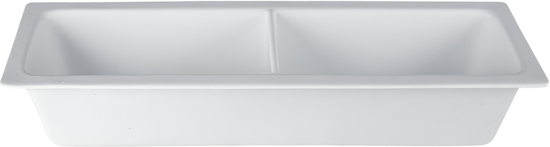 Bugambilia - Classic 3 Qt White Rectangular Half Size Long Deep Food Pan With Horizontal Divider With Elegantly Textured - IH2/41WW