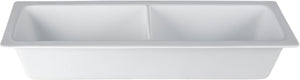 Bugambilia - Classic 3 Qt White Rectangular Half Size Long Deep Food Pan With Horizontal Divider With Elegantly Textured - IH2/41WW