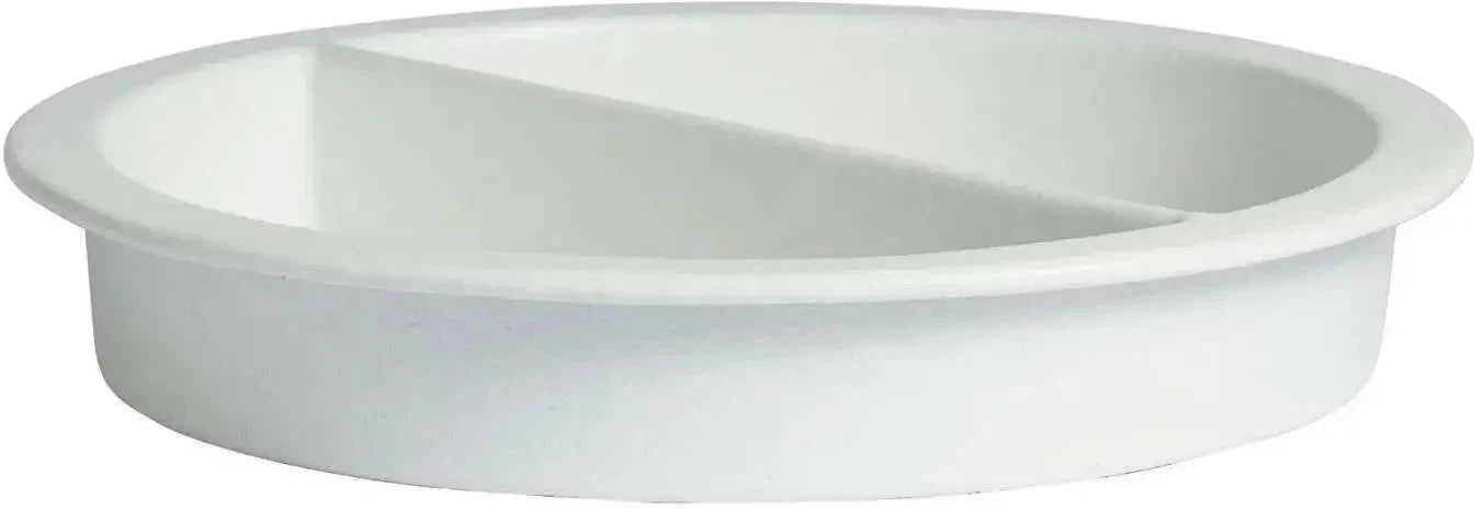 Bugambilia - Mod 5.2 Qt White Round Food Pan with Divider With Glossy Smooth Finish - IR121-MOD-WW