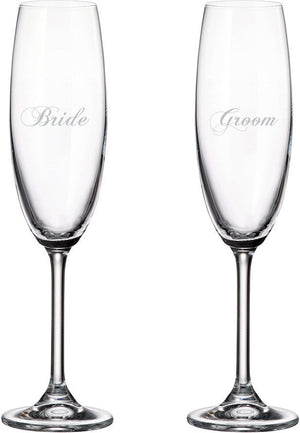 Cuisivin - 7.5 Oz Bride & Groom Champagne Flute Glass, Set Of 2 - 8465BG
