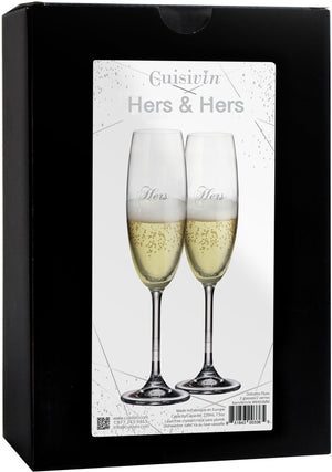 Cuisivin - 7.5 Oz Hers & Hers Champagne Flute Glasses, Set Of 2 - 8465HERS