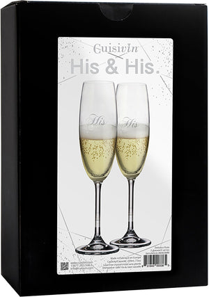 Cuisivin - 7.5 Oz His & His Champagne Flute Glasses, Set Of 2 - 8465HIS