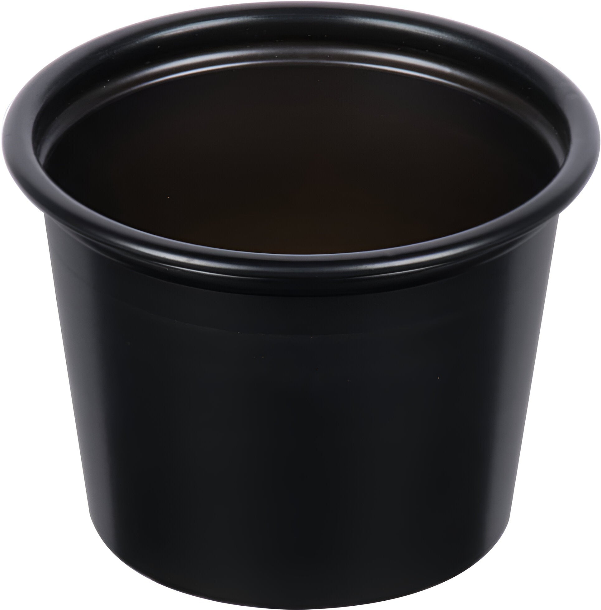 Dart - 1 Oz Solo Souffles Black Plastic Portion Cups, 250/Cs - P100BLK
