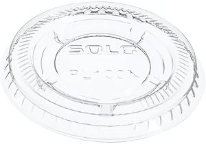 Dart - 100 PC Solo Ultra Clear Souffles PET Flat Lid Fits For Plastic Portion Cups, 2500/Cs - PL100N