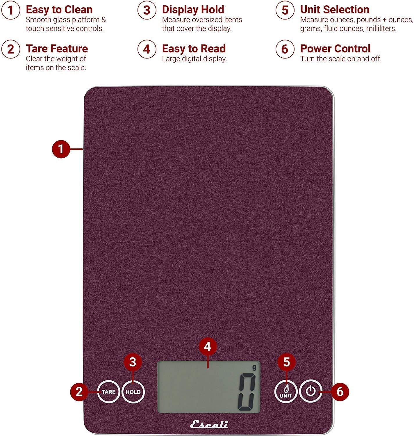 Escali Arti Glass Kitchen Scale Purple Night 157PN – ChefSupplies.ca