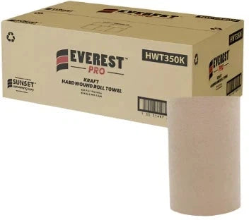 Everest Pro - 7.76" x 350 Feet Kraft Paper Hand Towel Roll, 12Rl/Cs - HWT350K