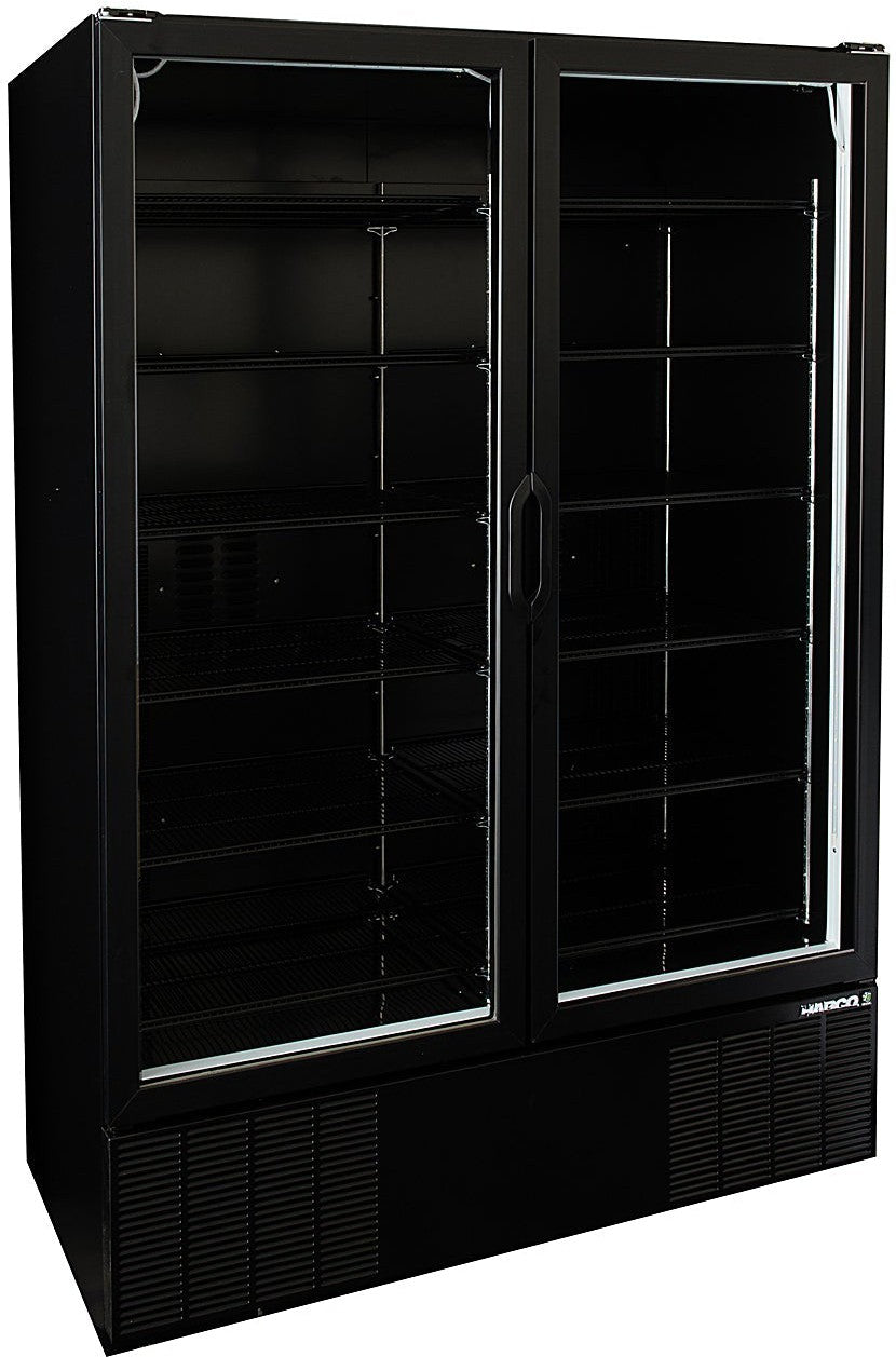 Habco - 54" Double Swing Glass Door Black Merchandiser Refrigerators - ESM49HCBATD