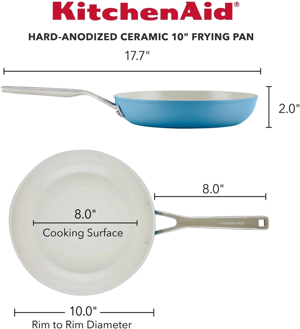 KitchenAid Hard Anodized 3qt Nonstick Ceramic Cookware Sauce Pan - Blue Velvet