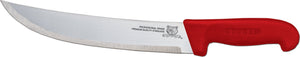 Omcan - 12” Butcher Steak Knife with Red Polypropylene Handle, 10/cs - 12279