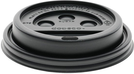 Pactiv Evergreen - Black Dome Lid Fits For 10-24 Oz Hot Paper Cup, 1000/Cs - DDL124BLD