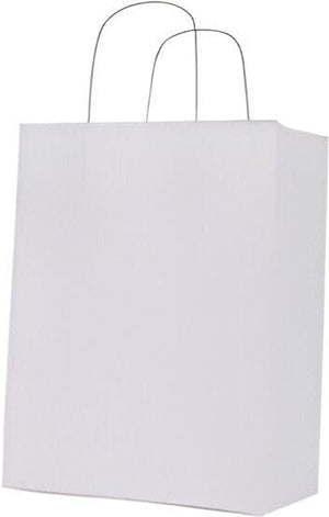 RiteEarth - 10" x 5" x 13" White Paper Twist Handle Bag, 250/Cs, 25Cs/sk - PT10513W