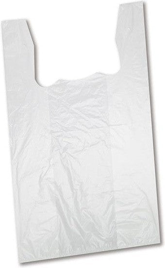 Ritesource - 12" x 7" x 21" S5 Low Density White Shopping Bag, 16 microns, 1000/cs - 12721