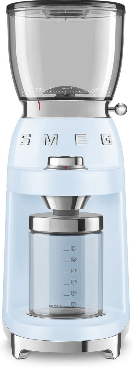 Smeg 20 Oz Retro Style Milk Frother in Pastel Blue and Polished Chrome