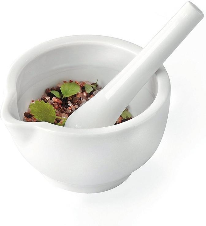GEFU Small Mortar & Pestle Set - 77mm Porcelain Bowl For Grinding Herbs & Spices