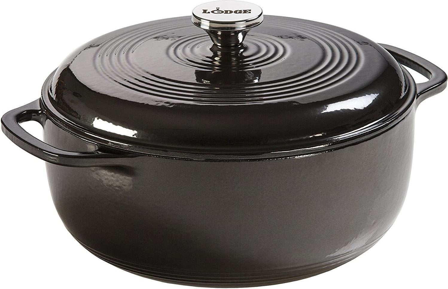 Lodge L Enameled Cast Iron Dutch Oven Midnight Chrome