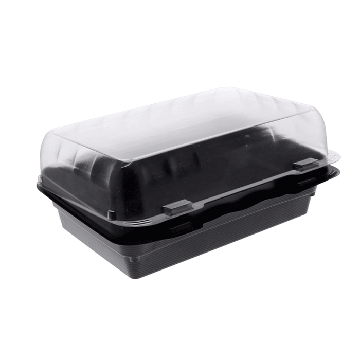 Pactiv Evergreen - 30 Oz Black/Clear Hinged Snack Box Container with Lid, 200/Cs - 0EH896220000
