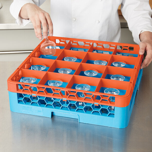 Carlisle - Opticlean Glass Rack W/ 16 Compartments - 1 Extender, Blue - RG16-1C412