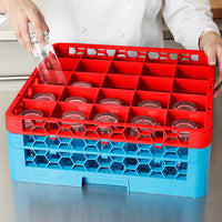 Carlisle - Opticlean 25 Compartment Red Glass Rack with 2 Extenders - RG25-2C410