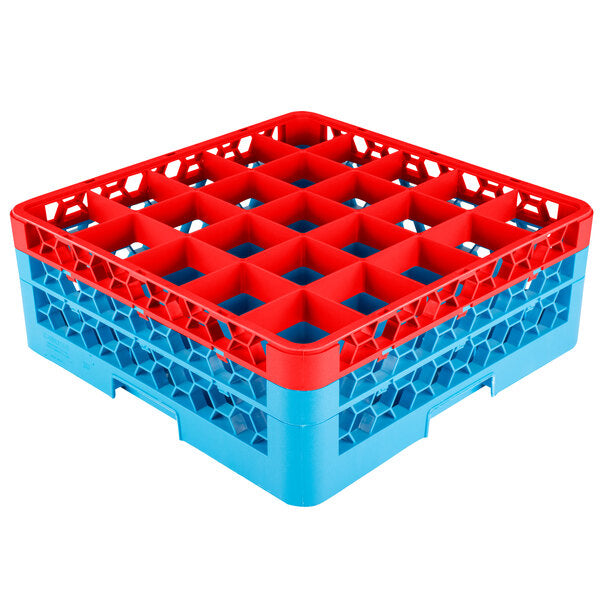 Carlisle - Opticlean 25 Compartment Red Glass Rack with 2 Extenders - RG25-2C410