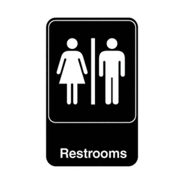Vollrath - Symbol Sign - Restrooms Black with White - 5617