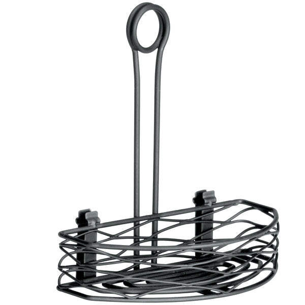 Tablecraft - Artisan Versa 5 3/4" Black Wire Half Condiment Caddy - Pack of 2 - BK167912