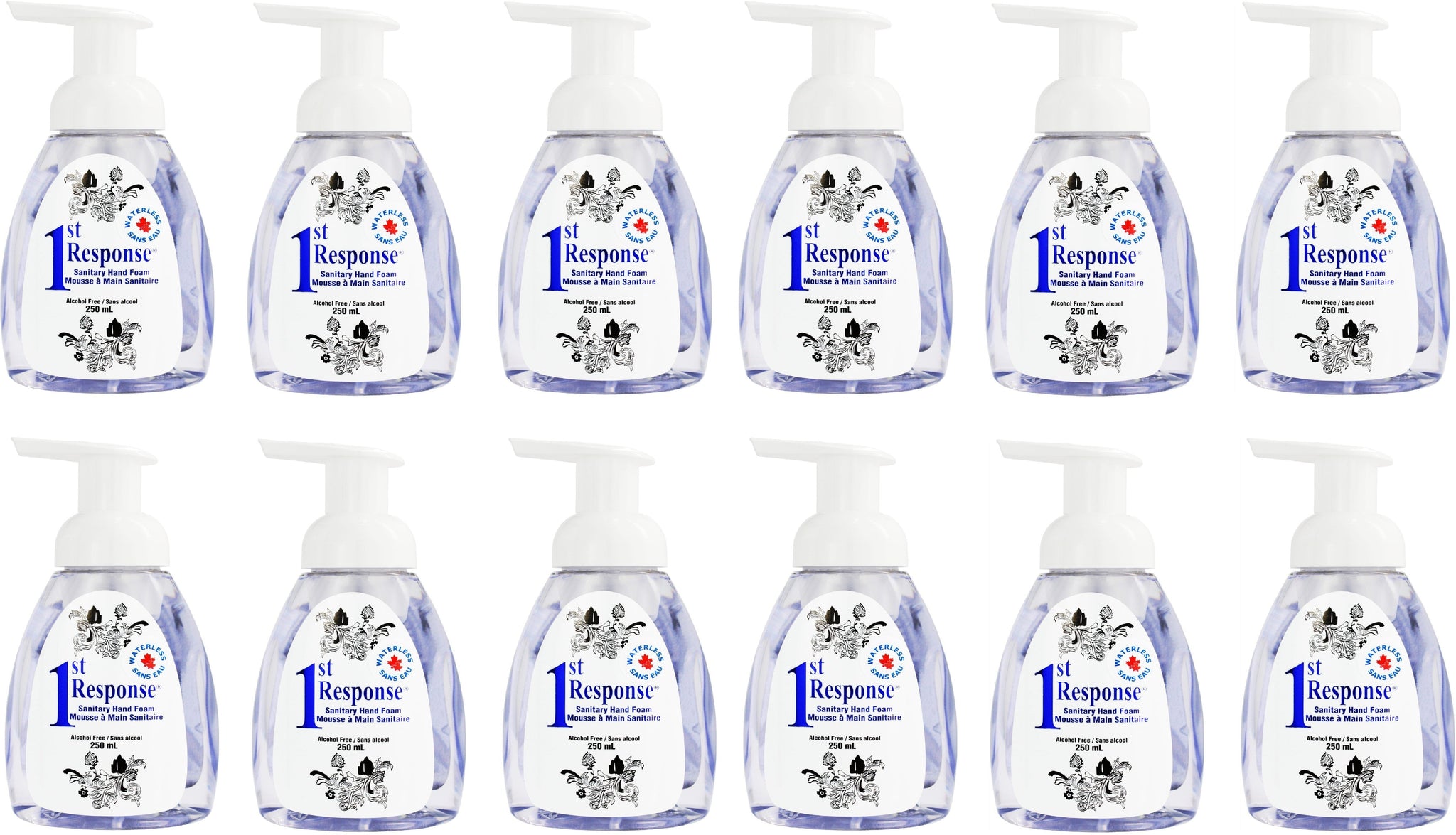 1st Response - 250 ml Alcohol-Free Hand Foam Sanitizer with Pump, 12Btl/Cs - 89-02