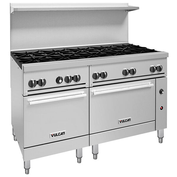 Vulcan - 60" Gas Restaurant Range with 10 Burners and 2 Standard Ovens - 60SS-10B