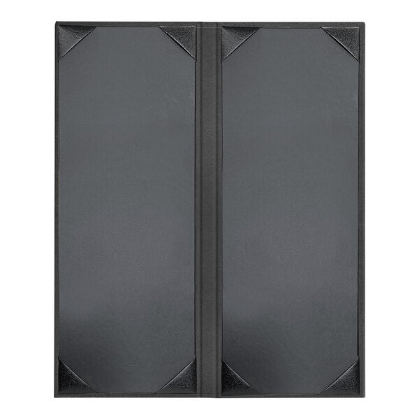 H. Risch - 4.25" x 11" Customizable 2 View Menu Cover - Pack of 12 - BEVWTAM2V4.25X11BLK