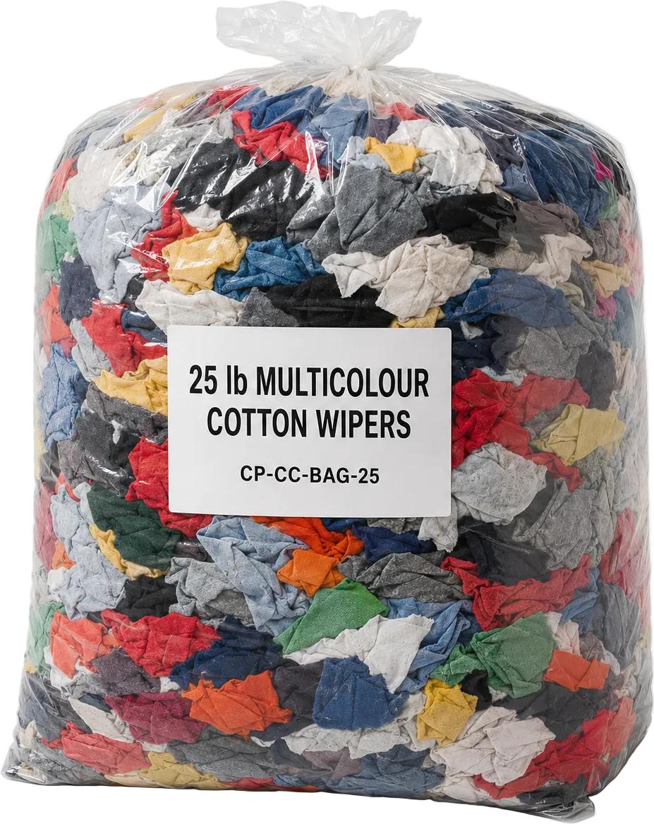 25lb Multicolour Cotton Wipers - CP-CC-BAG-25