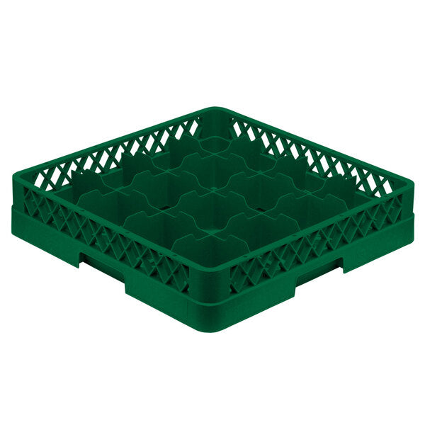 Vollrath - 16-Compartment Traex Full-Size Cup Rack, 19.75" x 19.75" x 4" in Green without Risers - TR4-19