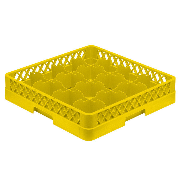 Vollrath - 16-Compartment Traex Full-Size Cup Rack, 19.75" x 19.75" x 4" in Yellow without Risers - TR4-08