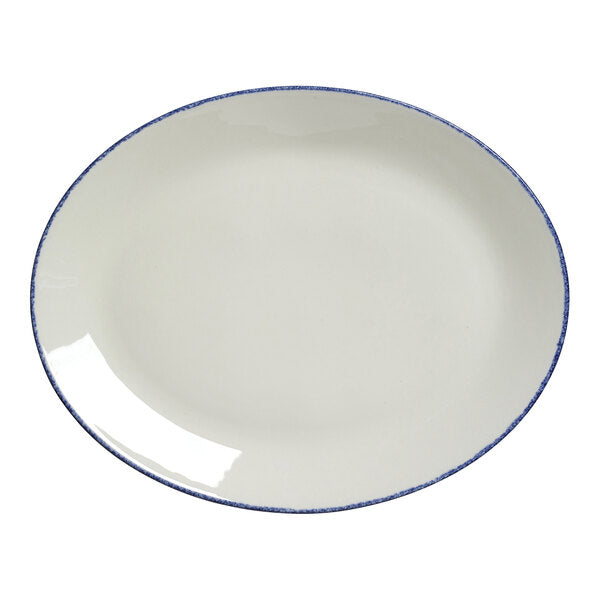 Steelite - Performance Blue Dapple 13 1/2" X 10 1/2" Oval Coupe Platter - Pack of 12 - 17100145