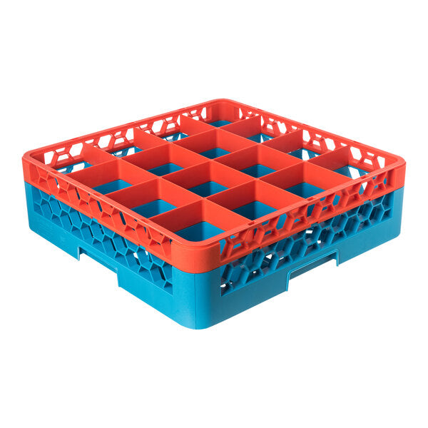 Carlisle - Opticlean Glass Rack W/ 16 Compartments - 1 Extender, Blue - RG16-1C412