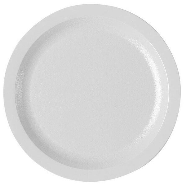 Cambro - Camwear 7 1/4" White Polycarbonate Narrow Rim Plate - Pack of 48 - 725CWNR148