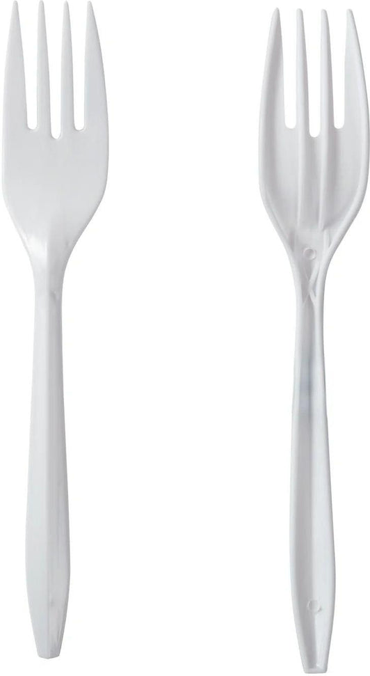 511 Food Service - Polypropylene White Heavy Weight Individually Wrapped Forks, 1000/Cs - P1505FW