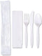 511 Foodservice - Polypropylene White Cutlery Meal Kit ( Spoon, Fork, Knife, Napkin ), 500/Cs - 3106031