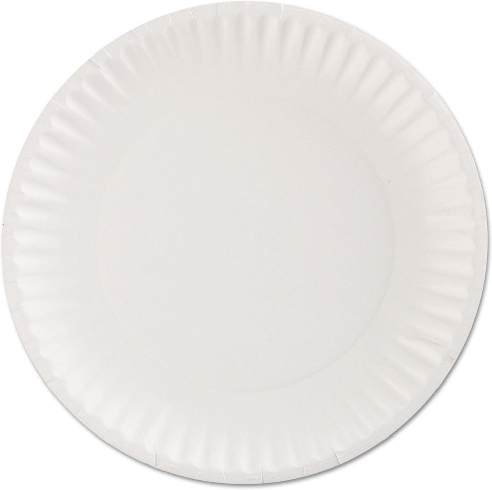 6" White Uncoated Paper Plate, 10X100/Cs - 430100