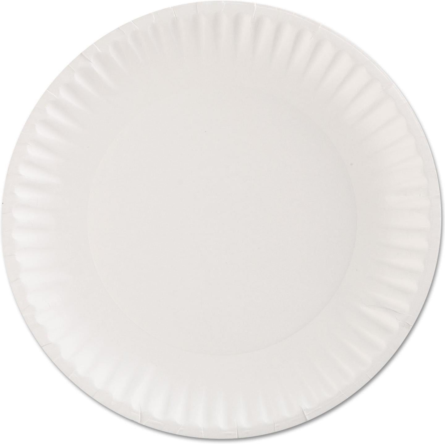 6" White Uncoated Paper Plate, 10X100/Cs - 430100