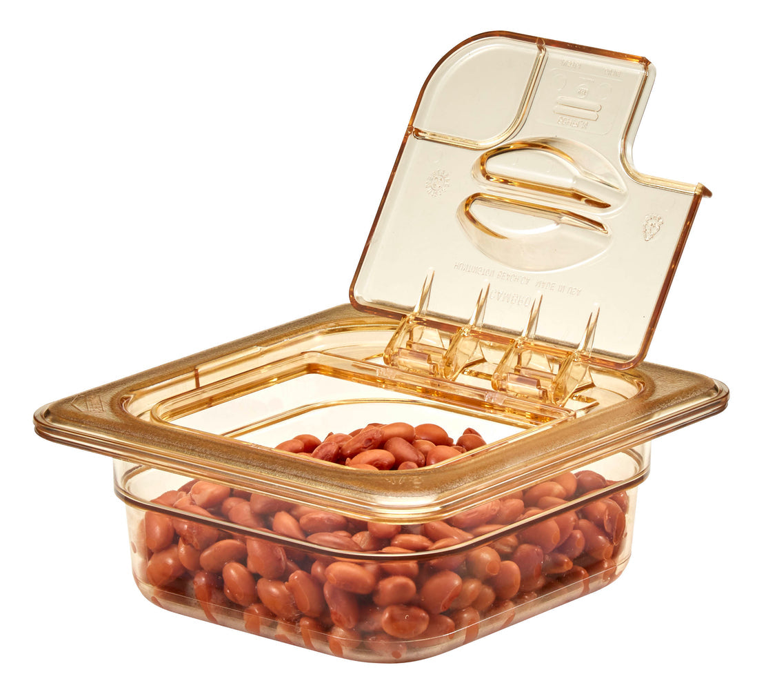 Cambro - H-pan 1/6 Size Amber High Heat Fliplid with Spoon Notch - Pack of 6 - 60HPLN150