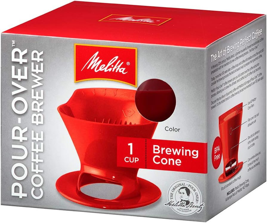 MELITTA - Cone Filter Coffee Plas Red Pourover - Pack of 8 - 640820