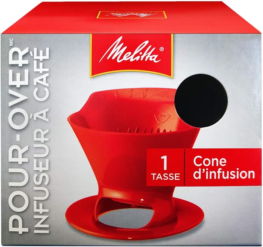 MELITTA - Cone Filter Coffee Plas Red Pourover - Pack of 8 - 640820
