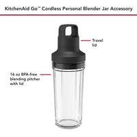 KitchenAid - KitchenAid Go Cordless Personal Blender Jar, 16 oz with Travel Lid, Black Matte - KSBRJA16BM